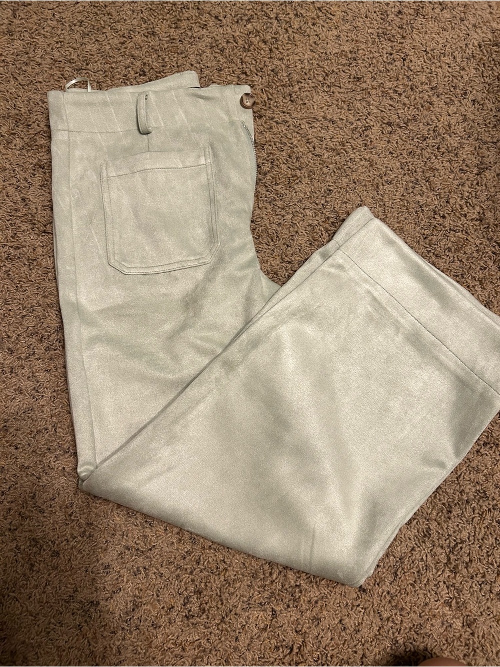 bagatelle light green velvet work trousers